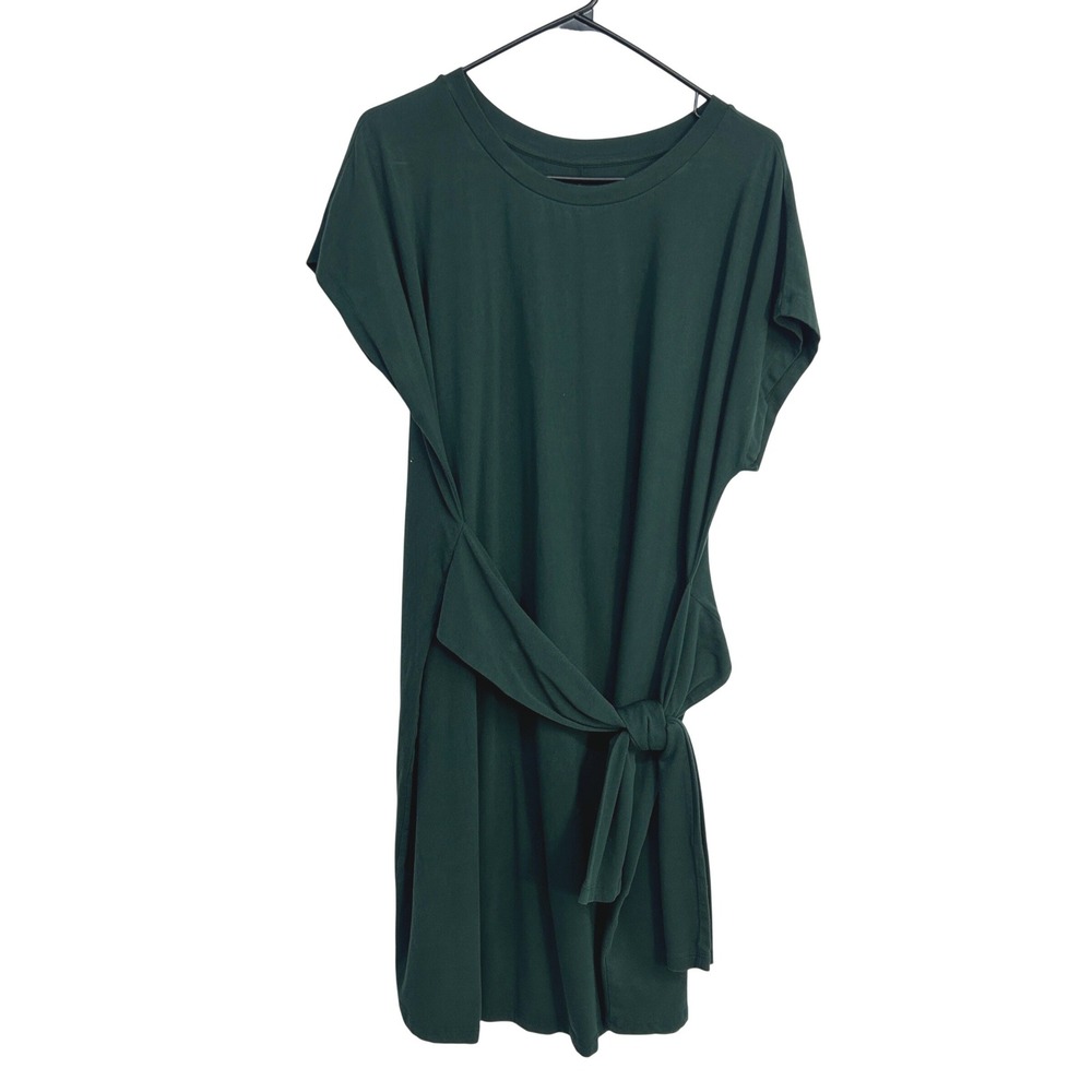 Universal Standard Tie Front T-Shirt Dress‎ Small Hunter Green Minimalist Casual